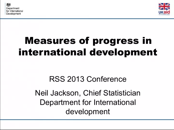 Measures of progress in international development