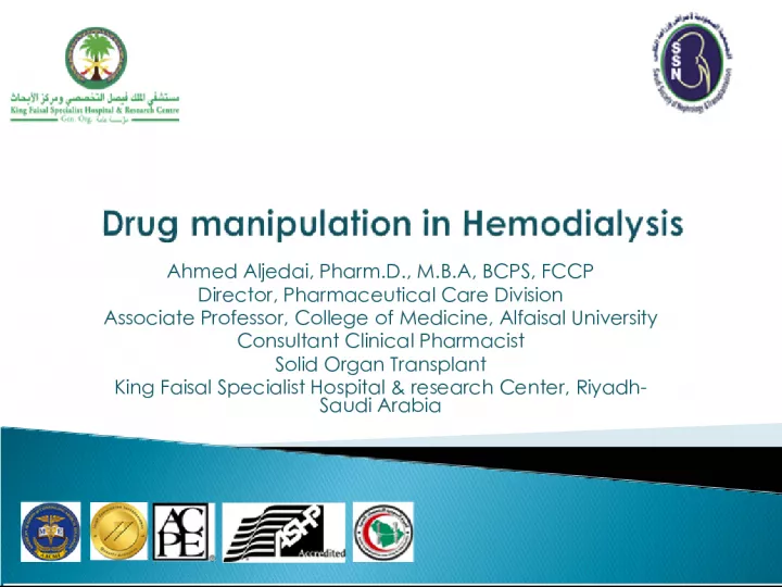 Renal Dysfunction and Drug Therapy