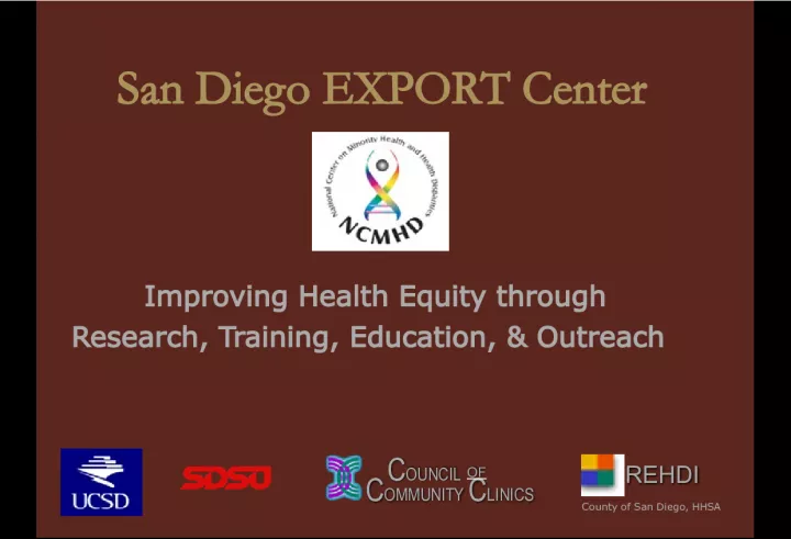 San Diego EXPORT Center for Health Equity