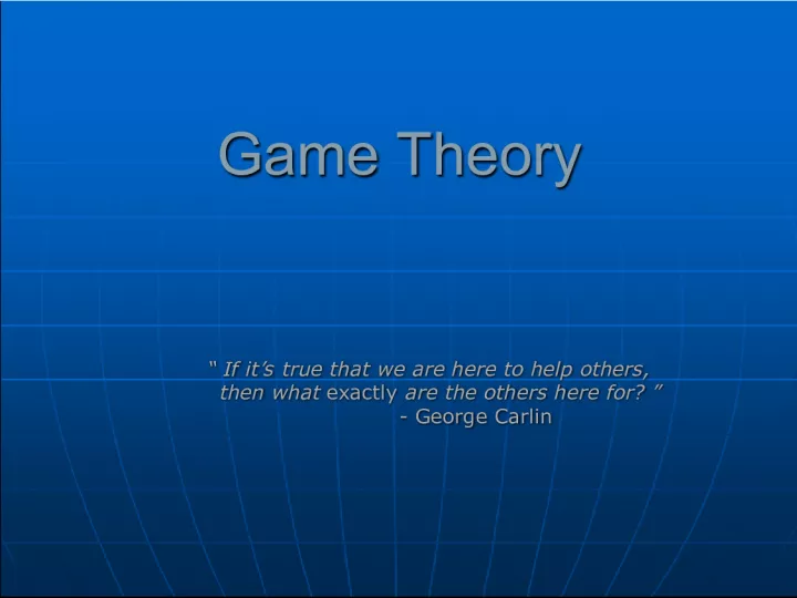 The Ethics of Game Theory