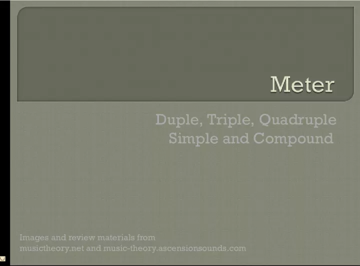 Music Theory Review: Duple, Triple, and Quadruple Simple and Compound Images.