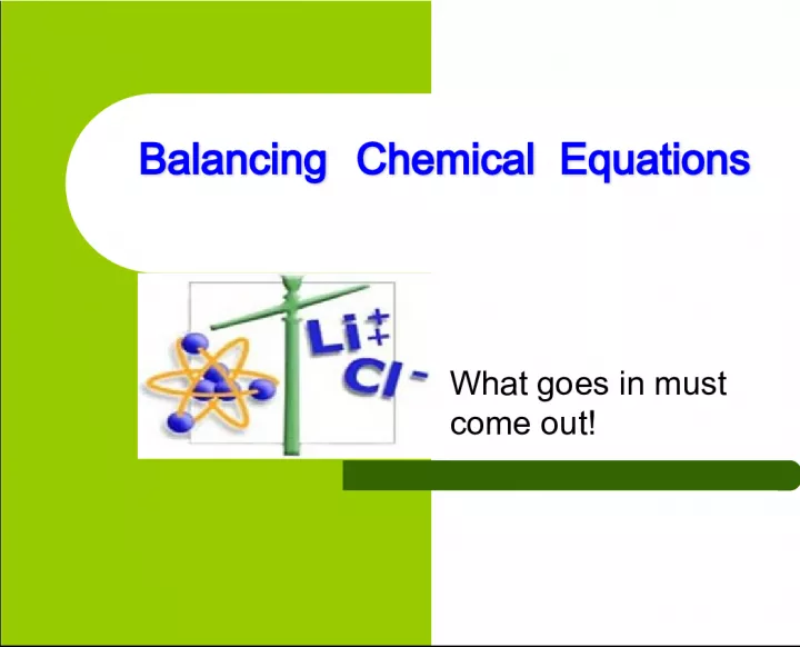 Understanding Balancing Chemical Equations and the Law of Conservation of Mass
