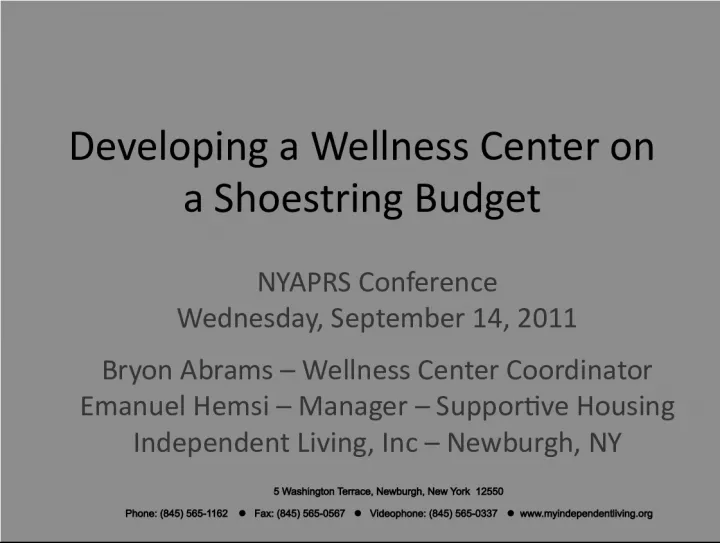 Developing a Wellness Center on a Shoestring Budget