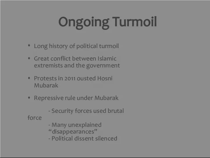Egypt's Ongoing Turmoil and Political History