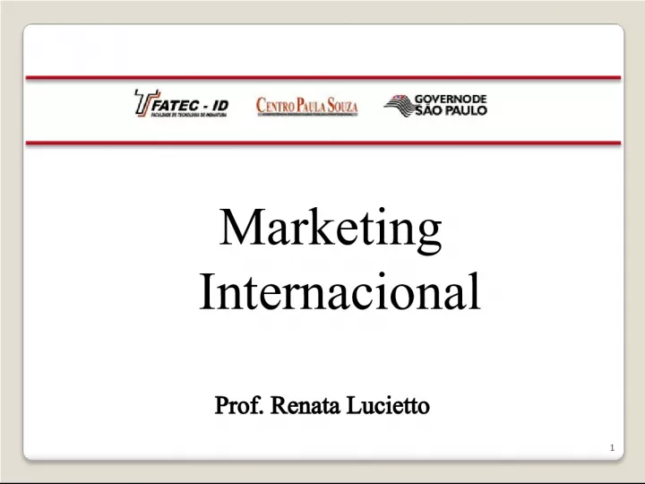 International Marketing - Introduction to Benchmarking