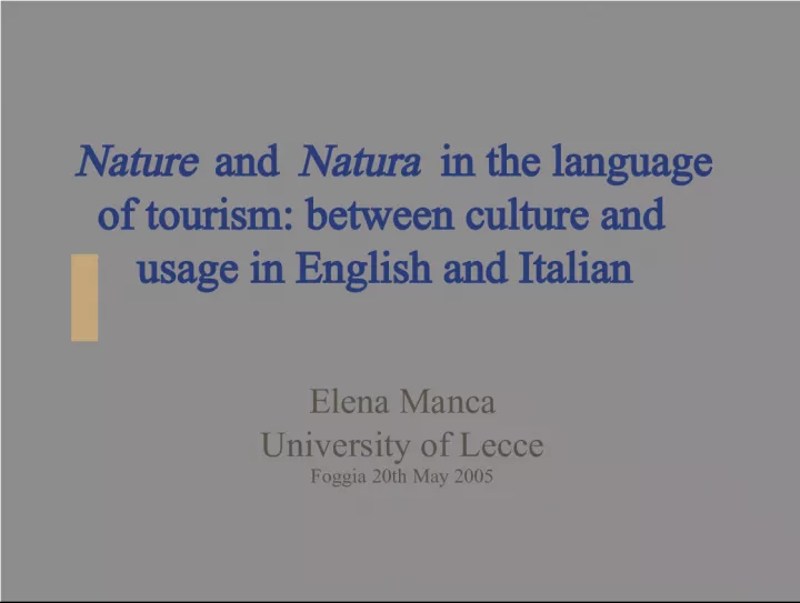 Nature and Natura in Tourism Language
