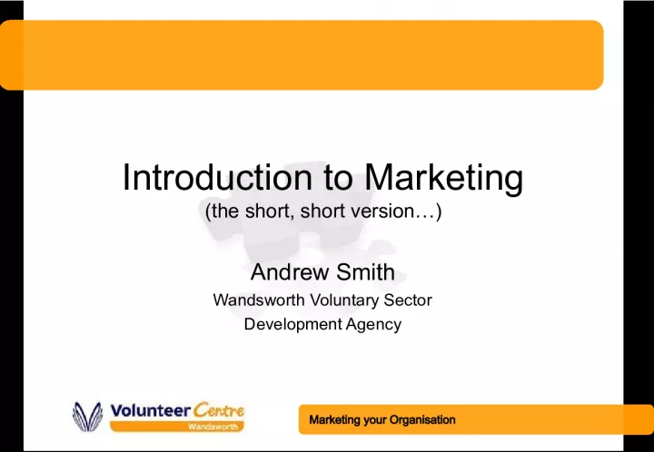 Marketing for Voluntary and Community Organisations