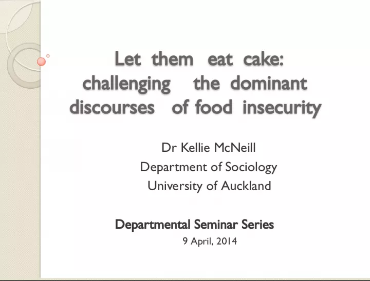 Challenging Discourses of Food Insecurity