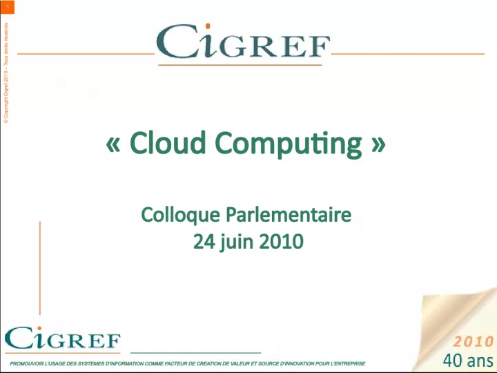 Cloud Computing Colloque Parlementaire