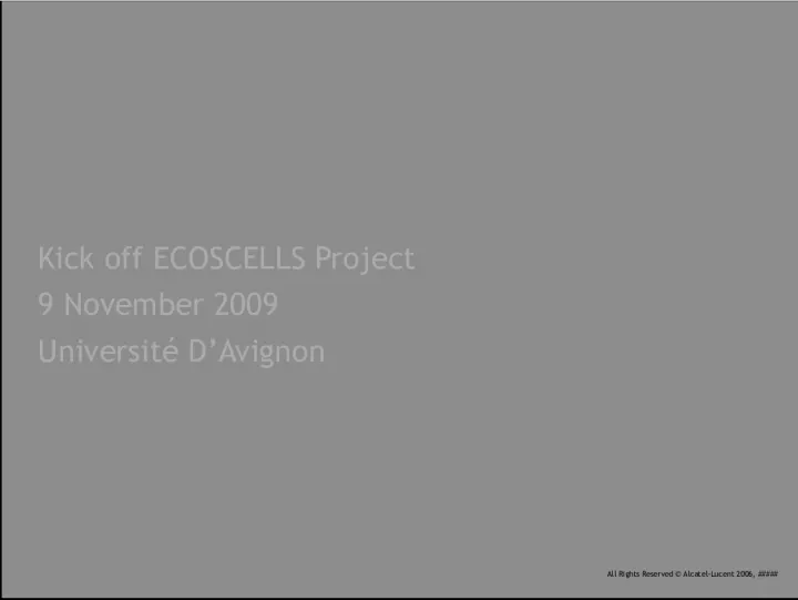 Kickoff Meeting for ECOSCELLS Project at Université d'Avignon
