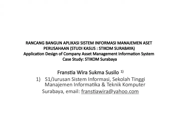 Application Design of Company Asset Management Information System Case Study STIKOM Surabaya