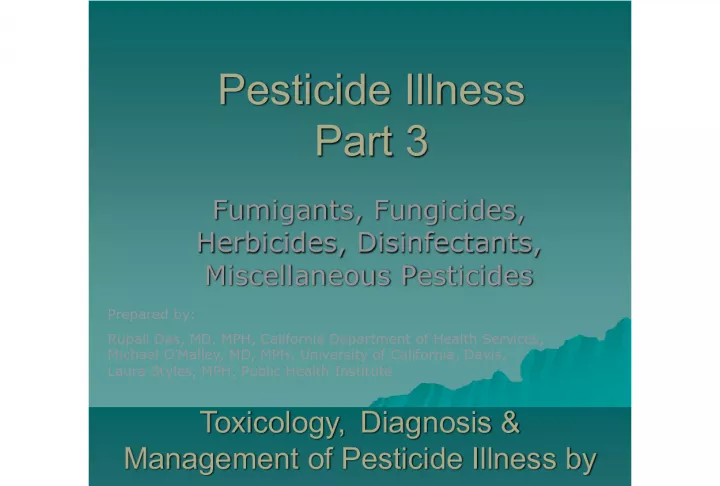 Understanding and Managing Pesticide Illness
