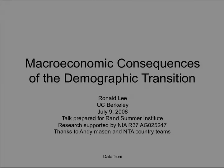 Macroeconomic Consequences of the Demographic Transition: Data and Trends