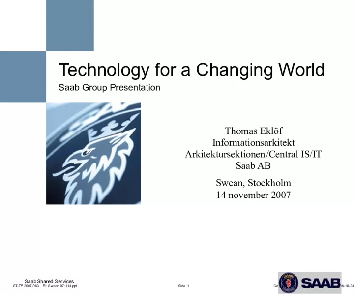 Saab Shared Services: Technology for a Changing World