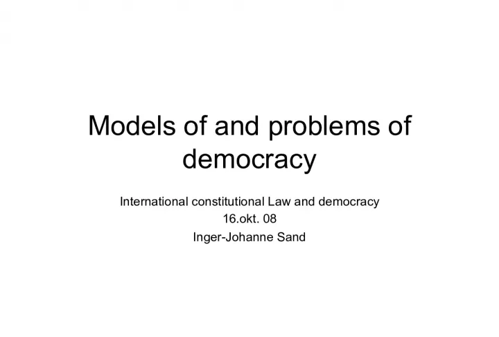 Models and Conceptions of Democracy in International Constitutional Law