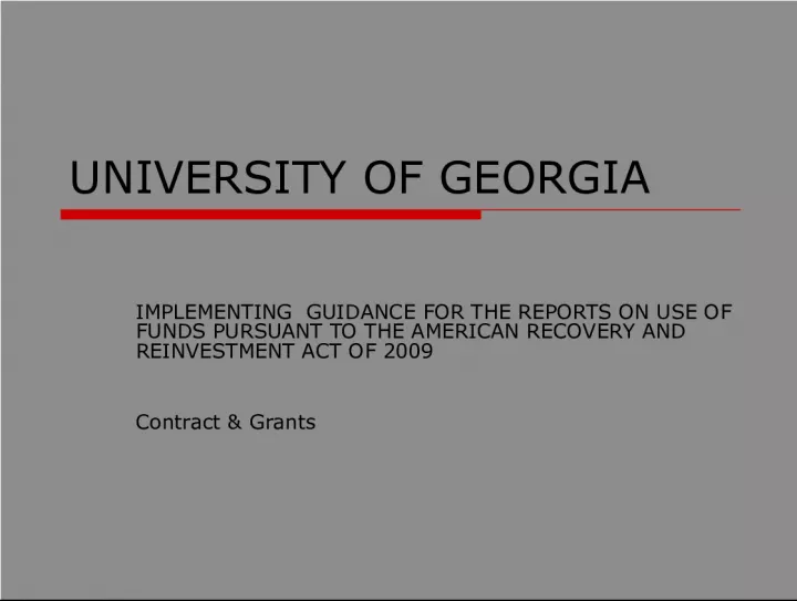 Implementation of ARRA Guidance at the University of Georgia
