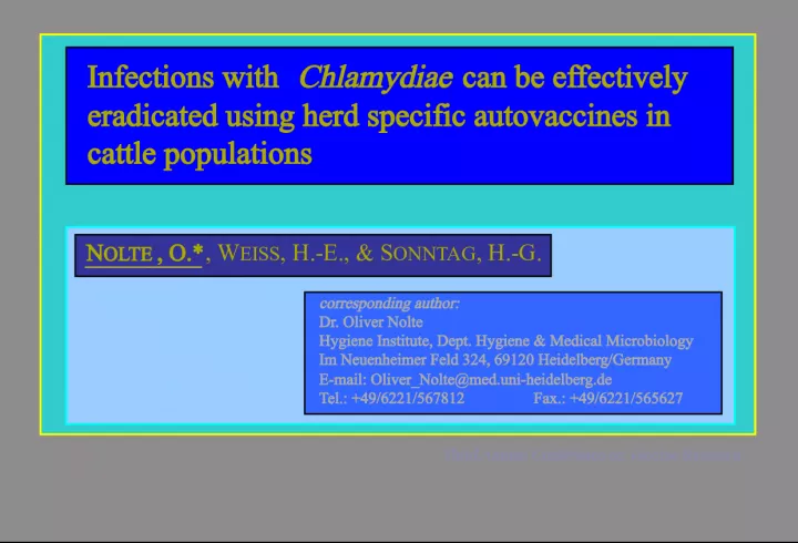 Eradicating Chlamydia Infections in Cattle with Herd-Specific Autovaccines