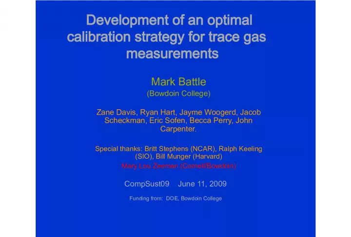 Development of Optimal Calibration Strategy for Trace Gas Measurements