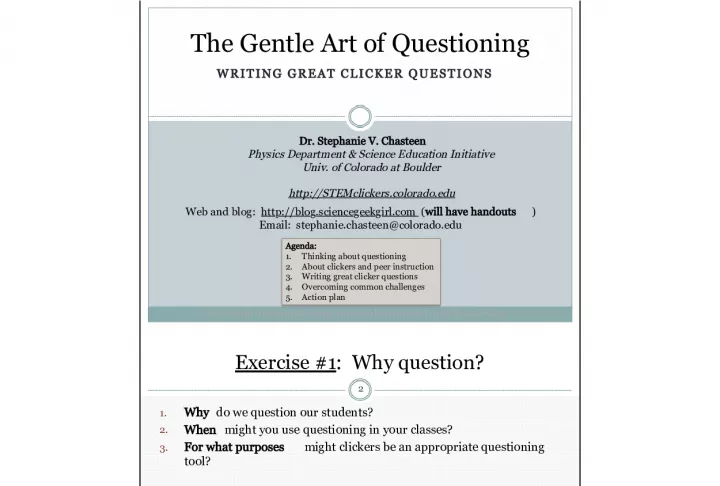 Writing Great Clicker Questions: The Gentle Art of Questioning