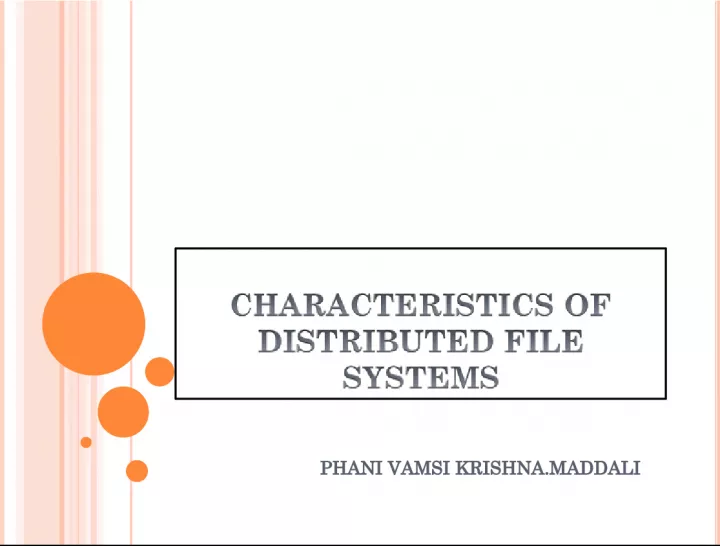 Understanding Distributed File Systems: Basic Concepts