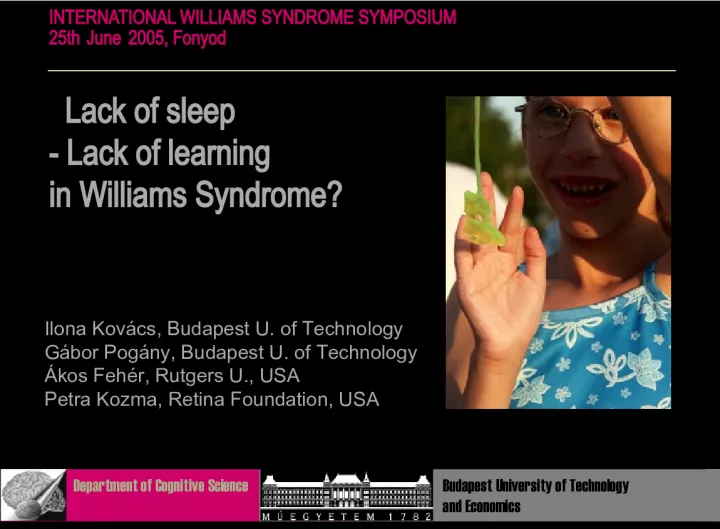 Lack of Sleep and Learning in Williams Syndrome