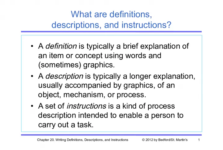 Mastering the Art of Writing Definitions, Descriptions, and Instructions