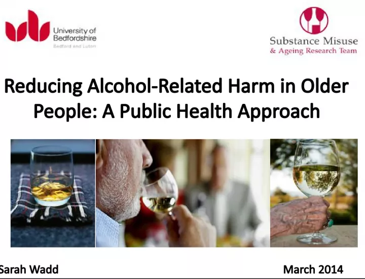 Reducing Alcohol-Related Harm in Older People: A Public Health Approach