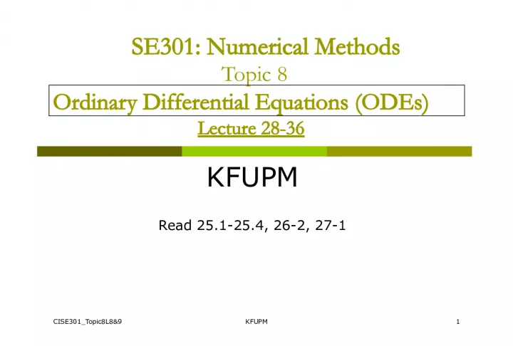 Numerical Methods for Ordinary Differential Equations (ODEs)