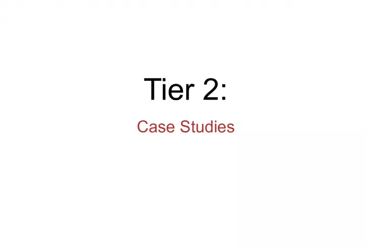 Tier 2 Case Studies on Data Reconciliation