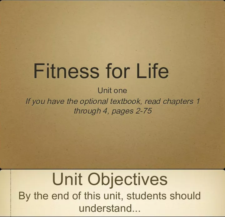 Fitness for Life: Unit One