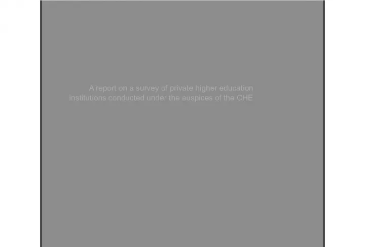 Survey of Private Higher Education Institutions