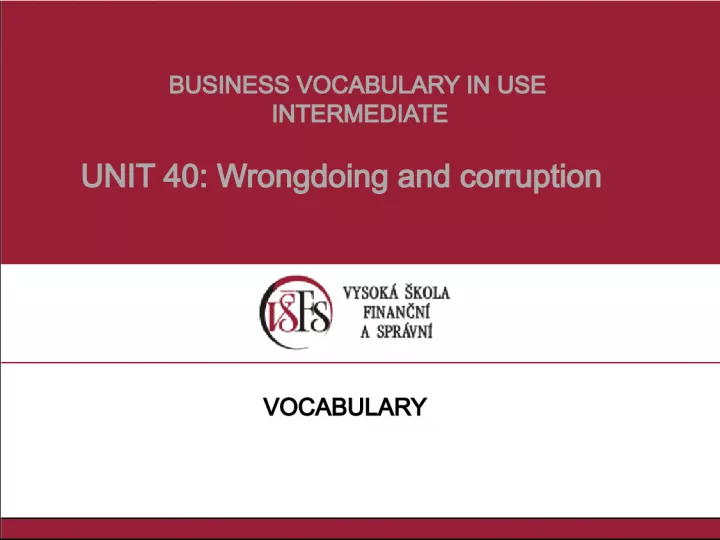 Business Vocabulary for Wrongdoing and Corruption