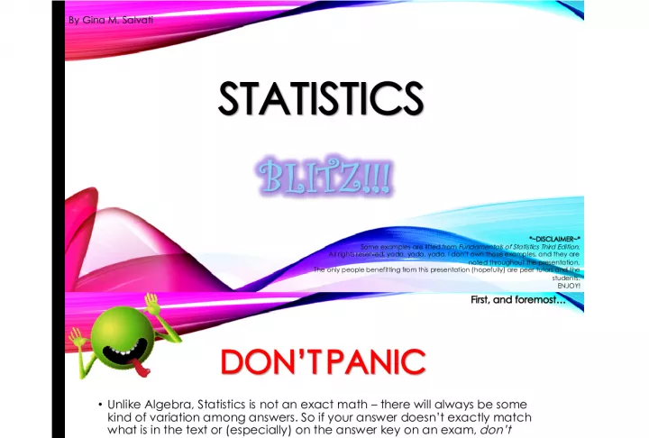 1. Fundamentals of Statistics: Examples and Explanations
This presentation provides a detailed explanation of statistical concepts and uses examples from a renowned textbook.