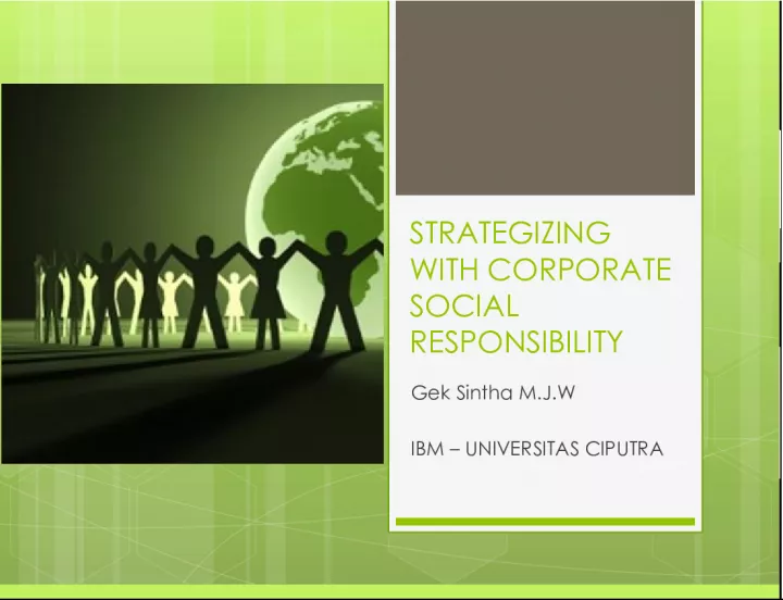 Corporate Social Responsibility for Sustainable Development