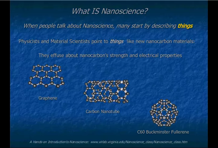 A Hands-On Introduction to Nanoscience