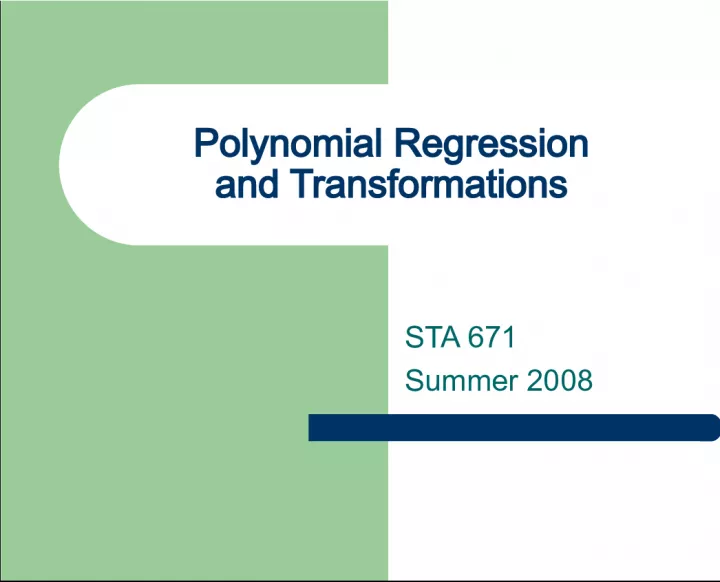 Polynomial Regression and Transformations for Checking Residual Assumptions