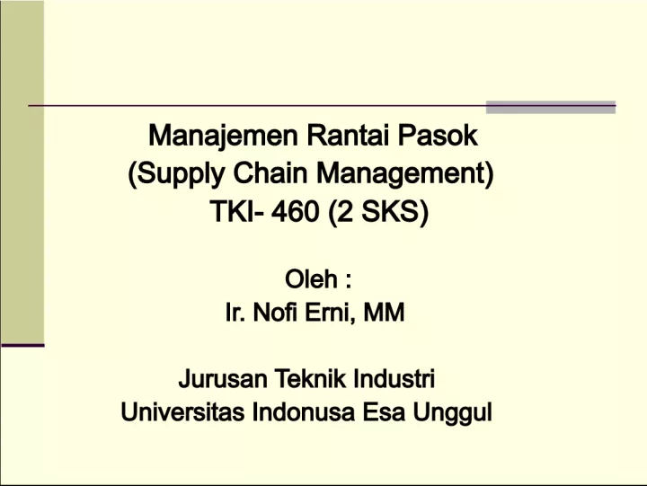 Supply Chain Management Principles and Strategies