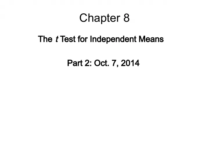 The t Test for Independent Means: Effect Size and Power Analysis