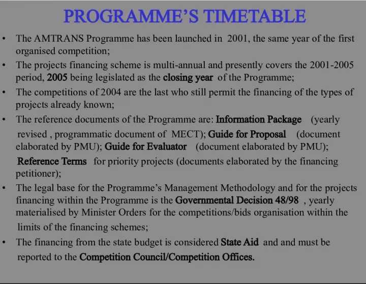 AMTRANS Programme Timetable