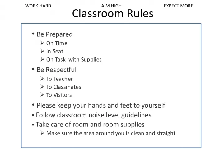 Classroom Rules and Noise Levels