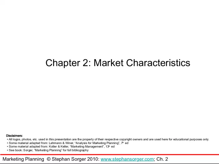 Market Characteristics and Definitions