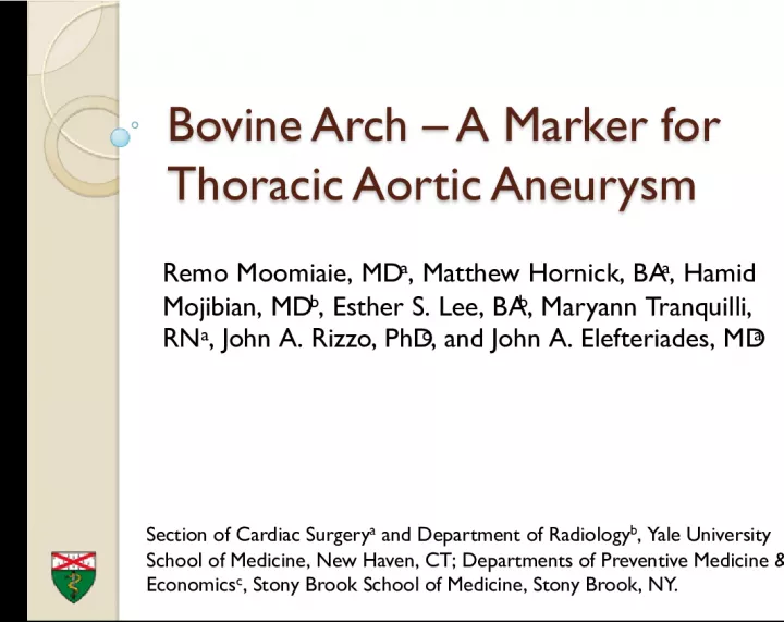 Bovine Arch as a Marker for Thoracic Aortic Aneurysm
