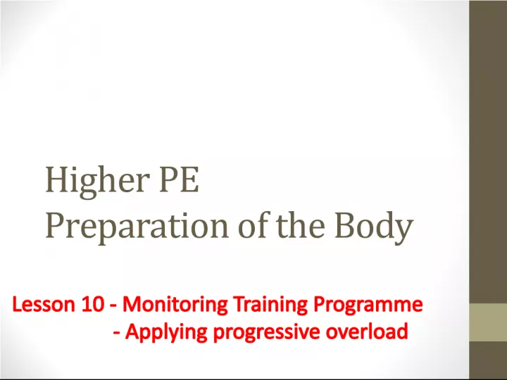 Applying Progressive Overload in Monitoring Training Programs
