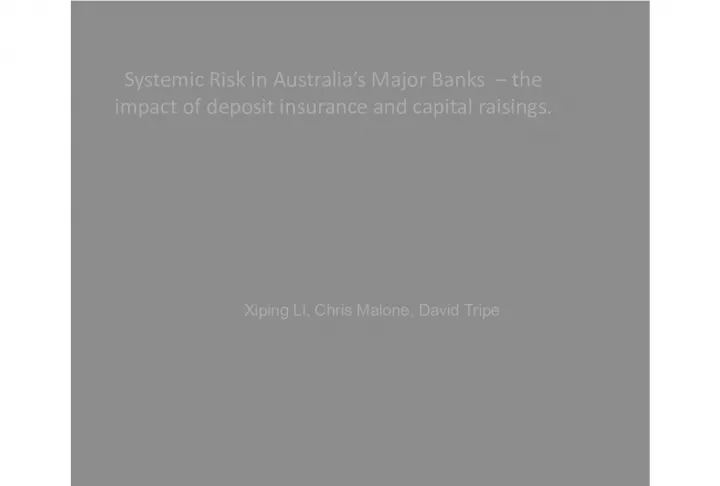 Systemic Risk in Australia's Major Banks