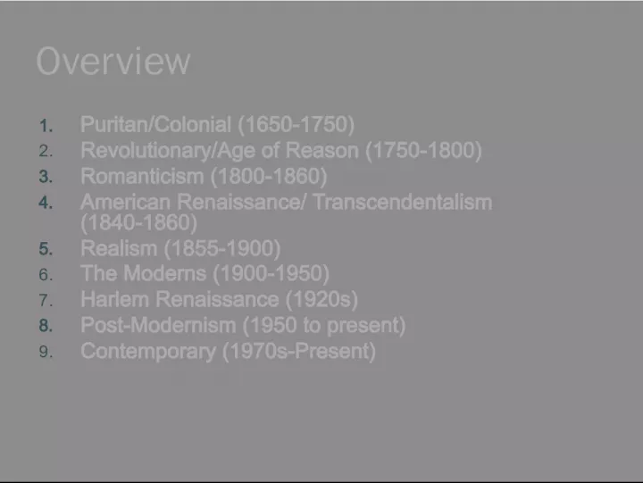 Puritan Colonial Period Overview: Literature and Historical Context
