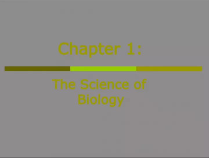 Introduction to the Science of Biology