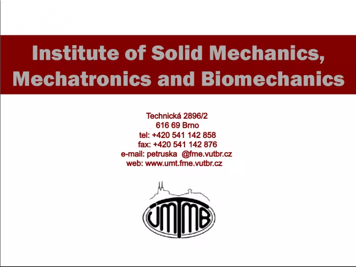 Institute of Solid Mechanics, Mechatronics, and Biomechanics: Exploring the Intersections of Engineering