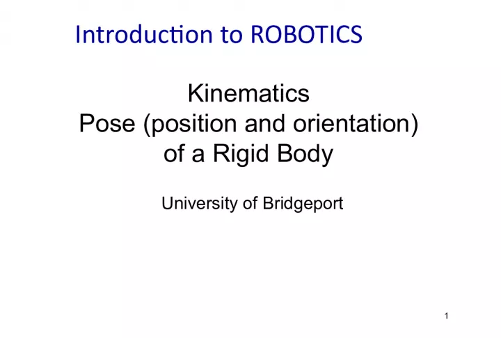 Kinematics and Representing Position in Robotics