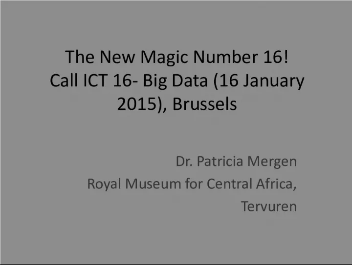 ICT 16 Big Data Networking Day and Call for Proposals