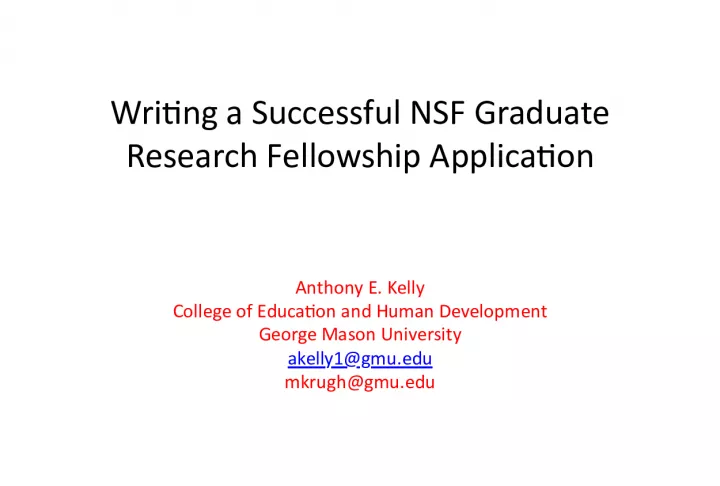 Tips and Resources for the NSF Graduate Research Fellowship Application